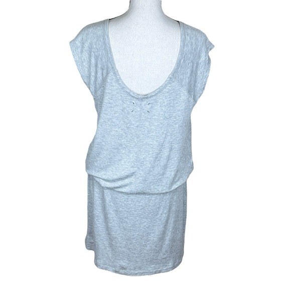Lou & Grey Blouson Elastic Drop Waist Dress Light Heather Gray Size M Low Back - Picture 2 of 10